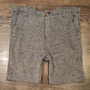 Anthropologie Black & White Cropped Herringbone Pants